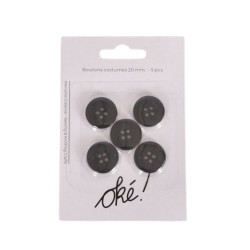 SACHET DE 6 / BOUTONS COSTUME NOIR20 MM. 5 PCS